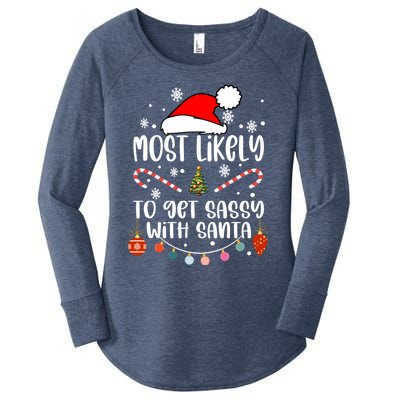 Most Likely To Get Sassy With Santa Christmas Tree Santa Gift Women's Perfect Tri Tunic Long Sleeve Shirt