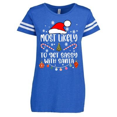 Most Likely To Get Sassy With Santa Christmas Tree Santa Gift Enza Ladies Jersey Football T-Shirt