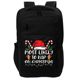 Most Likely To Nap On Christmas Funny Family Christmas Impact Tech Backpack