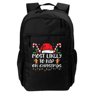 Most Likely To Nap On Christmas Funny Family Christmas Daily Commute Backpack