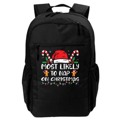 Most Likely To Nap On Christmas Funny Family Christmas Daily Commute Backpack