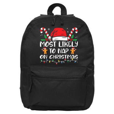 Most Likely To Nap On Christmas Funny Family Christmas 16 in Basic Backpack