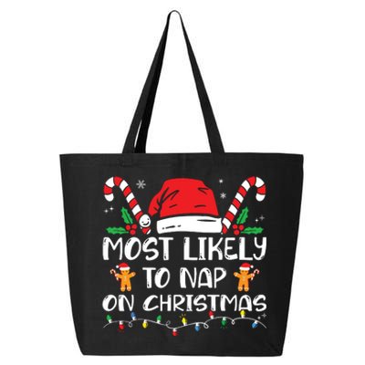 Most Likely To Nap On Christmas Funny Family Christmas 25L Jumbo Tote