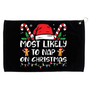 Most Likely To Nap On Christmas Funny Family Christmas Grommeted Golf Towel