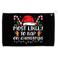 Most Likely To Nap On Christmas Funny Family Christmas Grommeted Golf Towel