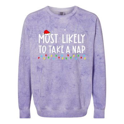 Most Likely To Take A Nap Family Xmas Pajama Christmas  Colorblast Crewneck Sweatshirt