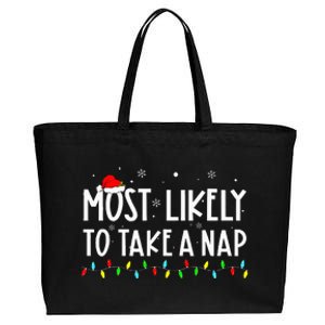 Most Likely To Take A Nap Family Xmas Pajama Christmas  Cotton Canvas Jumbo Tote