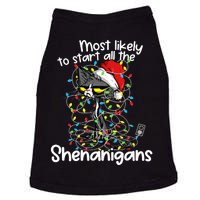 Most Likely To Start All The Shenanigans Funny Cat Christmas Doggie Tank