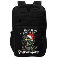 Most Likely To Start All The Shenanigans Funny Cat Christmas Impact Tech Backpack