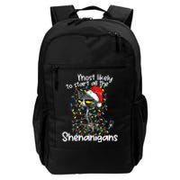 Most Likely To Start All The Shenanigans Funny Cat Christmas Daily Commute Backpack