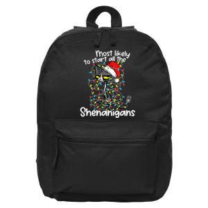 Most Likely To Start All The Shenanigans Funny Cat Christmas 16 in Basic Backpack