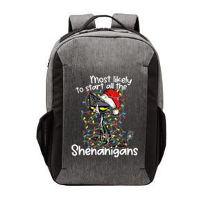 Most Likely To Start All The Shenanigans Funny Cat Christmas Vector Backpack