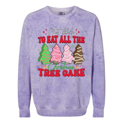 Most Likely To Eat All The Christmas Tree Cake Family Xmas Colorblast Crewneck Sweatshirt