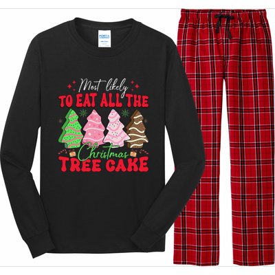 Most Likely To Eat All The Christmas Tree Cake Family Xmas Long Sleeve Pajama Set