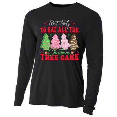 Most Likely To Eat All The Christmas Tree Cake Family Xmas Cooling Performance Long Sleeve Crew