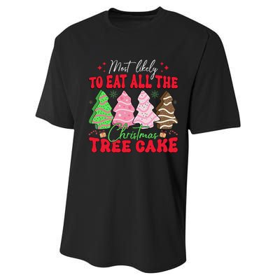 Most Likely To Eat All The Christmas Tree Cake Family Xmas Performance Sprint T-Shirt