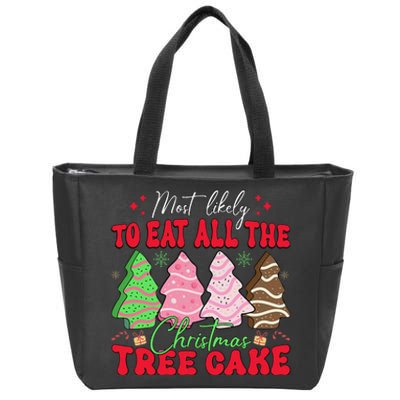 Most Likely To Eat All The Christmas Tree Cake Family Xmas Zip Tote Bag