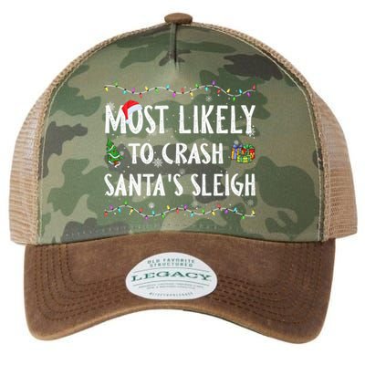 Most Likely To Crash SantaS Sleigh Christmas Matching Gift Legacy Tie Dye Trucker Hat