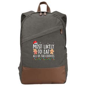 Most Likely To Eat All The Christmas Cookies Family Xmas Cotton Canvas Backpack