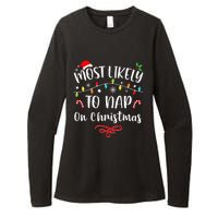 Most Likely To Nap On Christmas Family Christmas Pajamas  Womens CVC Long Sleeve Shirt