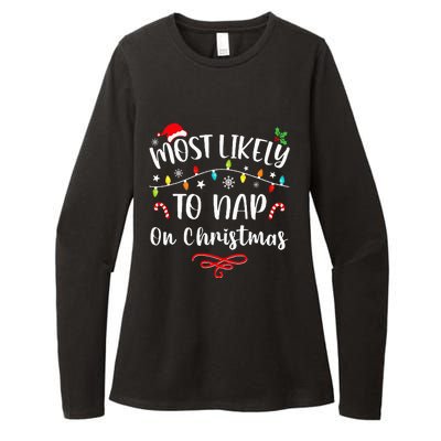 Most Likely To Nap On Christmas Family Christmas Pajamas  Womens CVC Long Sleeve Shirt