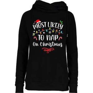 Most Likely To Nap On Christmas Family Christmas Pajamas  Womens Funnel Neck Pullover Hood