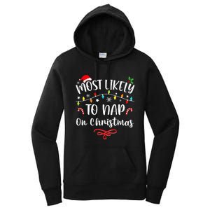 Most Likely To Nap On Christmas Family Christmas Pajamas  Women's Pullover Hoodie