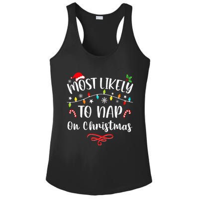 Most Likely To Nap On Christmas Family Christmas Pajamas  Ladies PosiCharge Competitor Racerback Tank