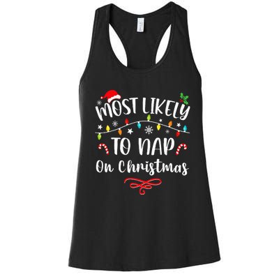 Most Likely To Nap On Christmas Family Christmas Pajamas  Women's Racerback Tank