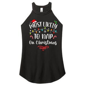 Most Likely To Nap On Christmas Family Christmas Pajamas  Women's Perfect Tri Rocker Tank