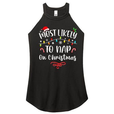 Most Likely To Nap On Christmas Family Christmas Pajamas  Women's Perfect Tri Rocker Tank