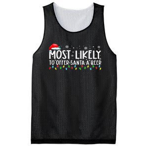 Most Likely To Offer Santa A Beer Funny Drinking Xmas Mesh Reversible Basketball Jersey Tank