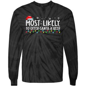 Most Likely To Offer Santa A Beer Funny Drinking Xmas Tie-Dye Long Sleeve Shirt