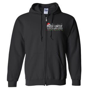 Most Likely To Offer Santa A Beer Funny Drinking Xmas Full Zip Hoodie