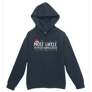 Most Likely To Offer Santa A Beer Funny Drinking Xmas Urban Pullover Hoodie