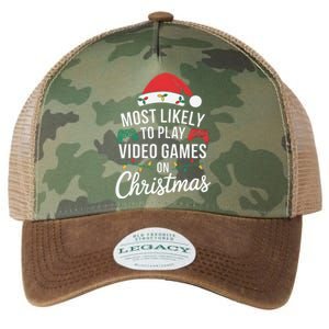 Most Likely To Play Video Games On Christmas Funny Gamer Legacy Tie Dye Trucker Hat