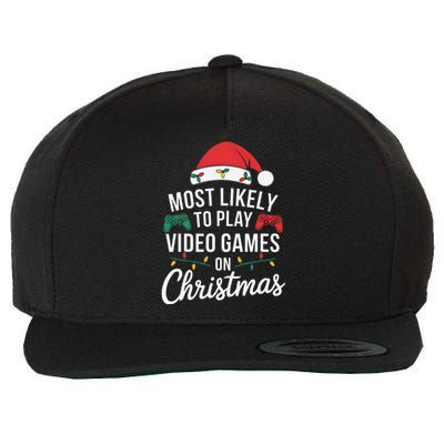 Most Likely To Play Video Games On Christmas Funny Gamer Wool Snapback Cap