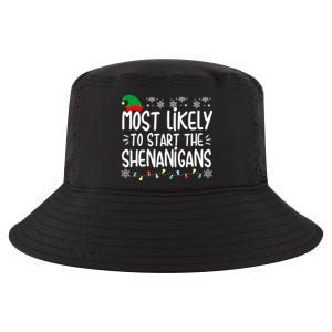 Most Likely To Start The Shenanigans Elf Christmas Family Cool Comfort Performance Bucket Hat