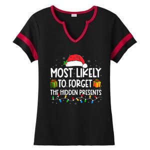 Most Likely To Forget The Hidden Presents Family Christmas  Ladies Halftime Notch Neck Tee