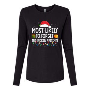 Most Likely To Forget The Hidden Presents Family Christmas  Womens Cotton Relaxed Long Sleeve T-Shirt