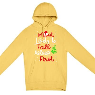 Most Likely To Fall Asleep First Family Matching Christmas Gift Premium Pullover Hoodie