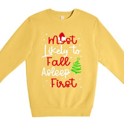 Most Likely To Fall Asleep First Family Matching Christmas Gift Premium Crewneck Sweatshirt