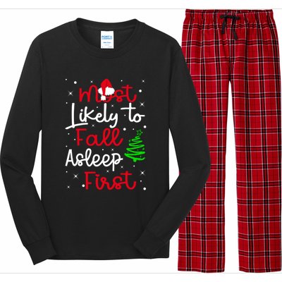 Most Likely To Fall Asleep First Family Matching Christmas Gift Long Sleeve Pajama Set