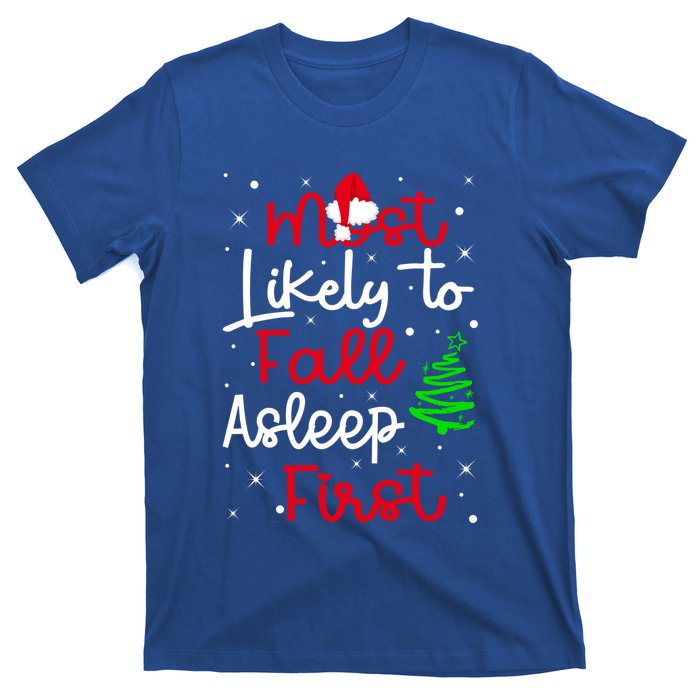 Most Likely To Fall Asleep First Family Matching Christmas Gift T-Shirt