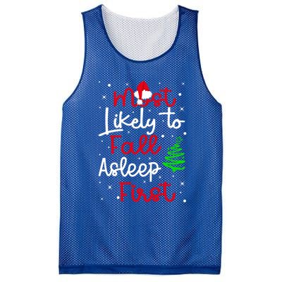 Most Likely To Fall Asleep First Family Matching Christmas Gift Mesh Reversible Basketball Jersey Tank