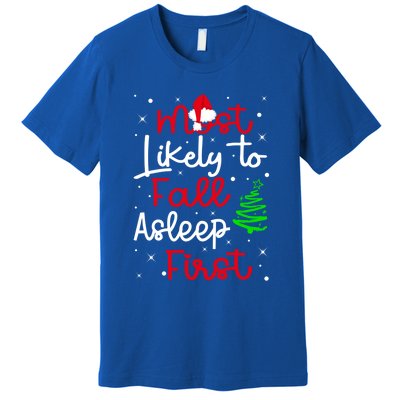 Most Likely To Fall Asleep First Family Matching Christmas Gift Premium T-Shirt