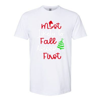 Most Likely To Fall Asleep First Family Matching Christmas Gift Softstyle CVC T-Shirt