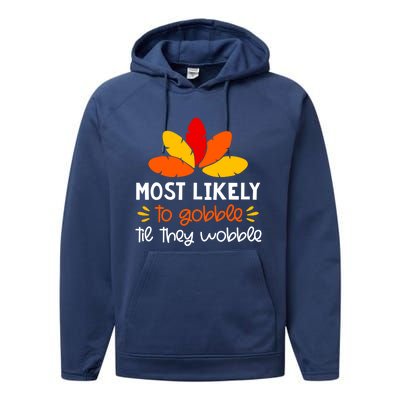 Most Likely To Cute Gift Matching Family Thanksgiving Pajamas Great Gift Performance Fleece Hoodie