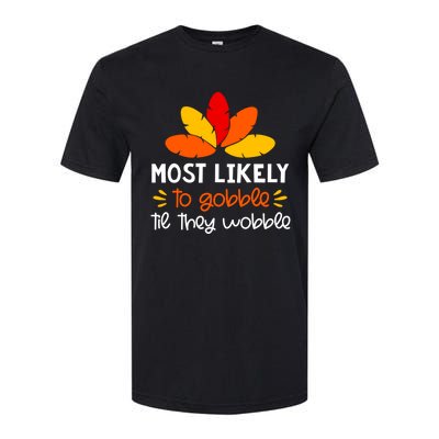 Most Likely To Cute Gift Matching Family Thanksgiving Pajamas Great Gift Softstyle CVC T-Shirt