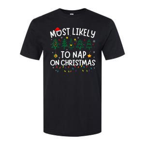 Most Likely To Nap On Christmas Santa Family Pajama Matching Softstyle CVC T-Shirt